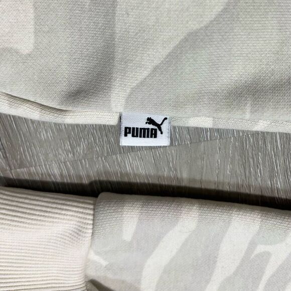 Puma Camo Cropped Hoodie Sweatshirt Sz Large Tan Cream Camouflage Khaki - Picture 13 of 16